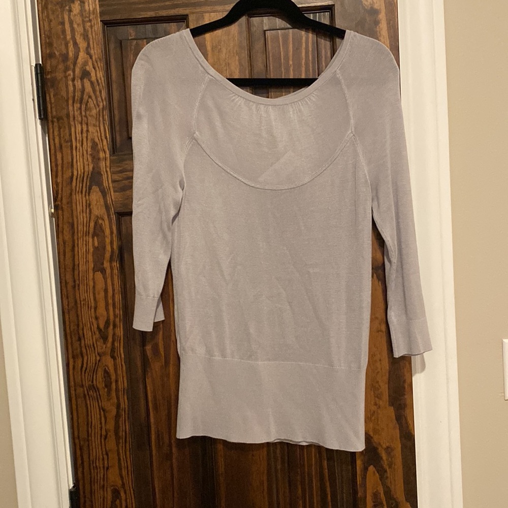 Light grey/silver ish WHBM 3/4 sleeve lightweight sweater NWT